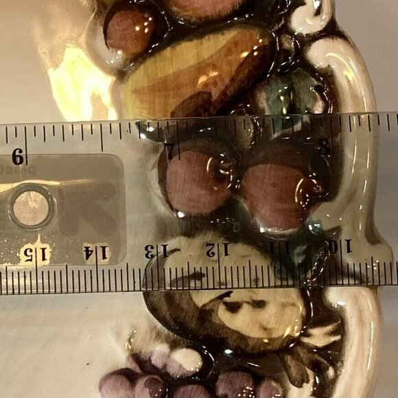 Lefton 1950 Della Robbia Multicolor Fruit Cream Pedestal Serving Plate 8.5” - Picture 10 of 12